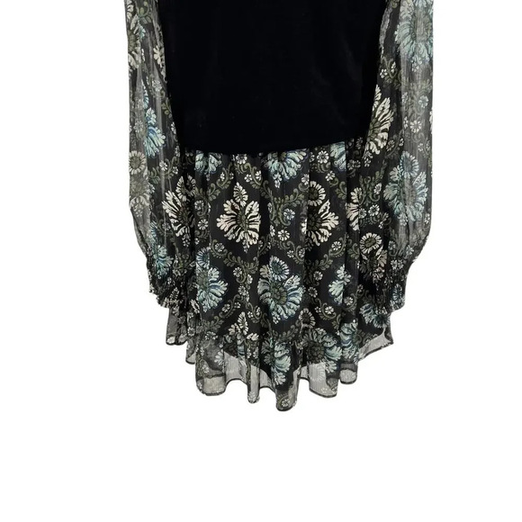 Zara Dress Floral Printed with Black Vest Velvet Layered Long Sleeve Size Small - Picture 10 of 16